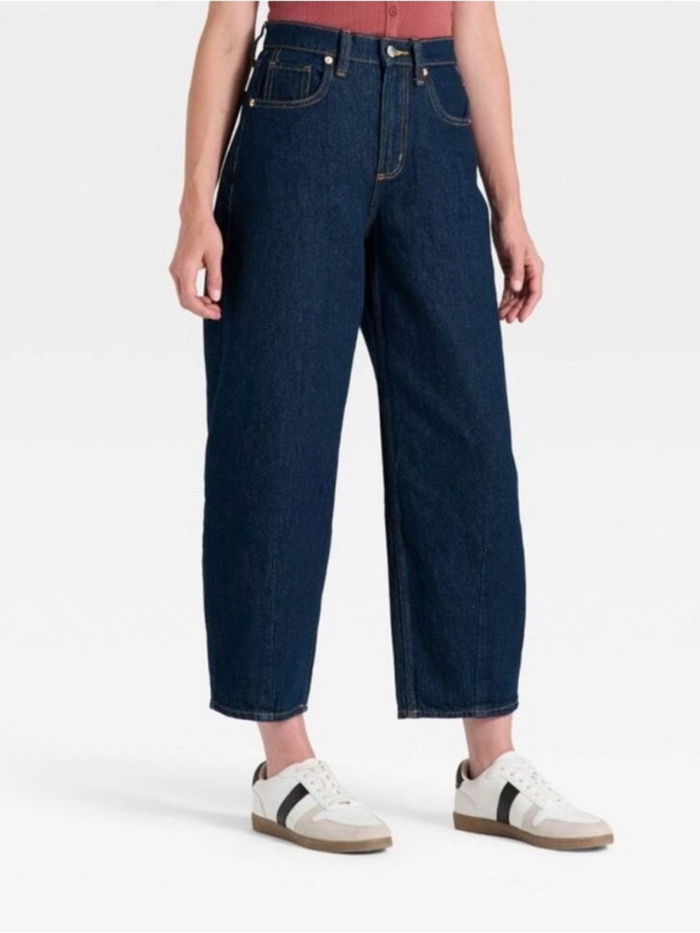 Universal Thread Dark Indigo High-Rise Barrel Ankle Jeans - Worn Once - Sz 12!